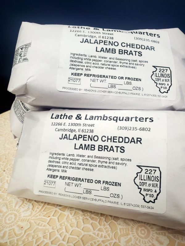 Lamb, Jalapeno Cheddar Brats -1 pack of 4 -Lathe & Lambsquarters