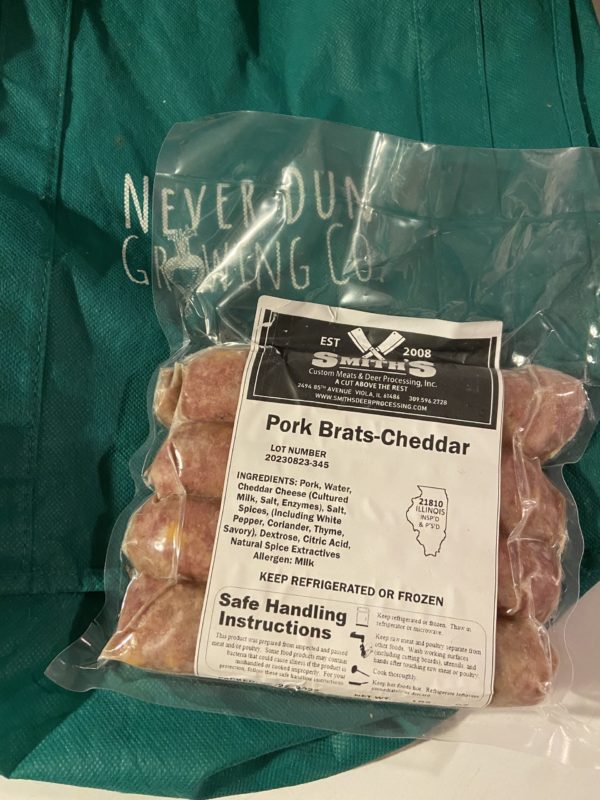 Pork Brat, Cheddar - 4 pack - Never Dun Growing Co.