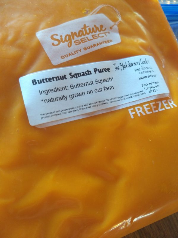 Frozen Butternut Squash Puree - 1# - the Mad Farmers Garden